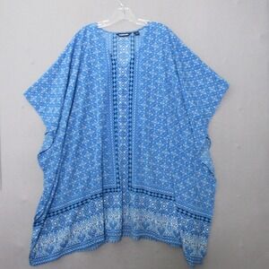 Lands‎ Ends Top Cover Up Large Blue Beach Boho Flowy Vacation Pool Oversized